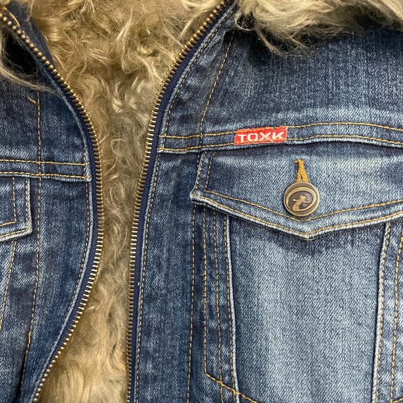 Reversible Y2K Faux Fur Denim Jacket -M- - Picture 14 of 16